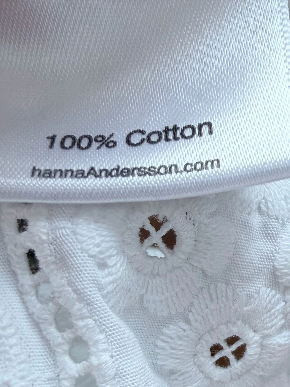 Hanna Andersson White Eyelet Summer Dress 12-18m